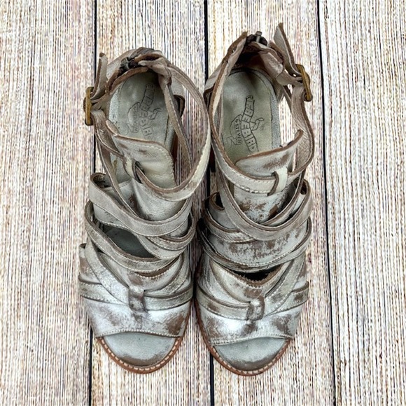 Freebird By Steven Claw Women's Size 11 Distressed Gray Leather Boho Zip Sandals - Picture 3 of 9